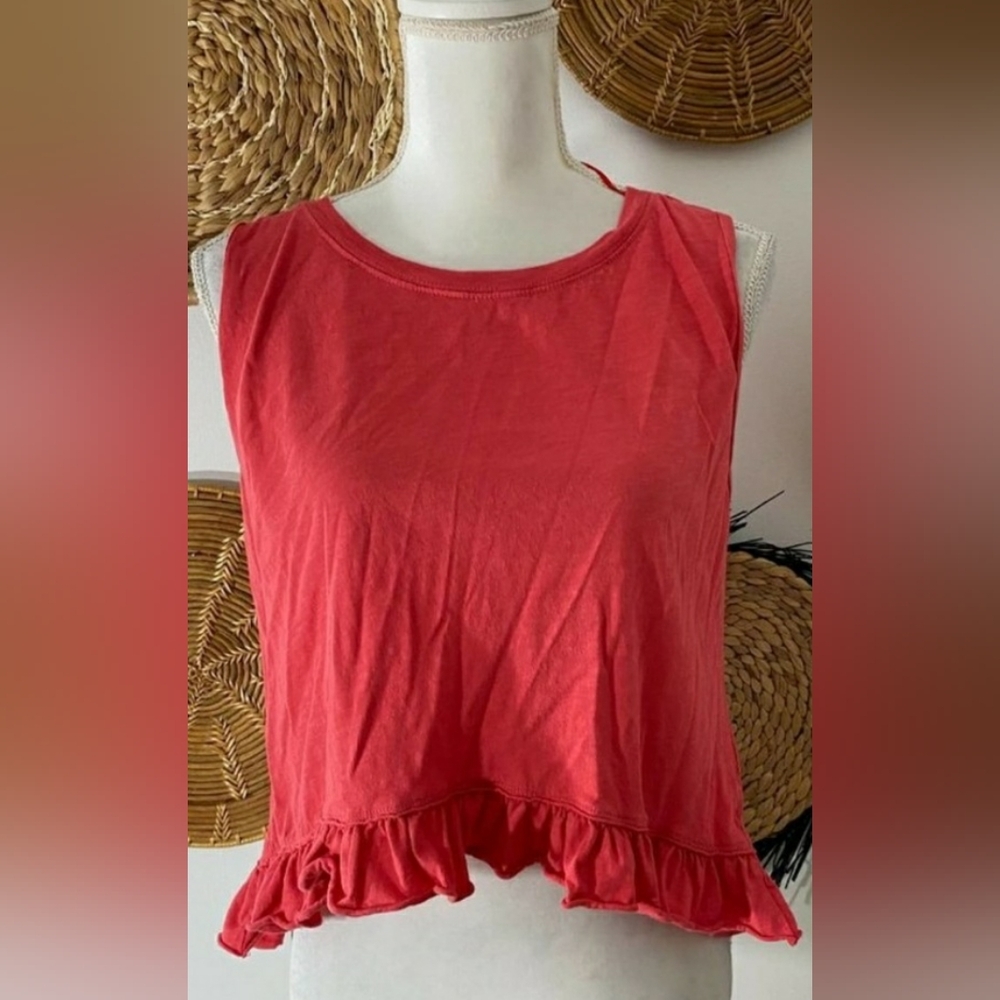 Free People Ruffle Trim Sleeveless Tank Top Shirt XS